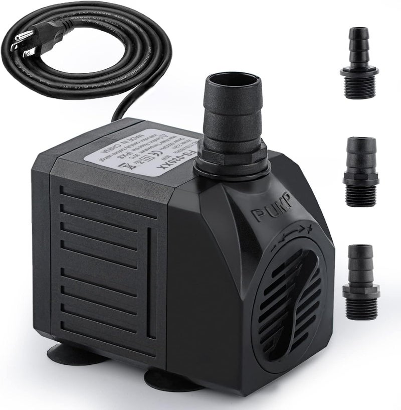 FREESEA Aquarium Submersible Fountain Pump: 30W 550GPH Adjustable Quiet Water Pumps with 7.2ft High Lift for Small Pond | Waterfall | Outdoor | Statuary | Hydroponic (550GPH) - Image 1